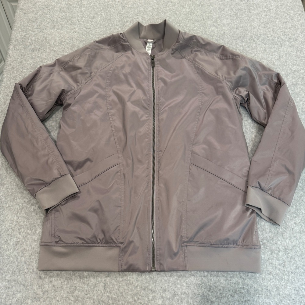 Lululemon Non-Stop Bomber Jacket Silver Gray Full Zip Size 6 Active Wear